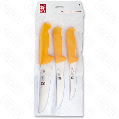 Набор ножей 3 предмета для мяса ручка пластиковая желтая в блистере 48300BS02000003