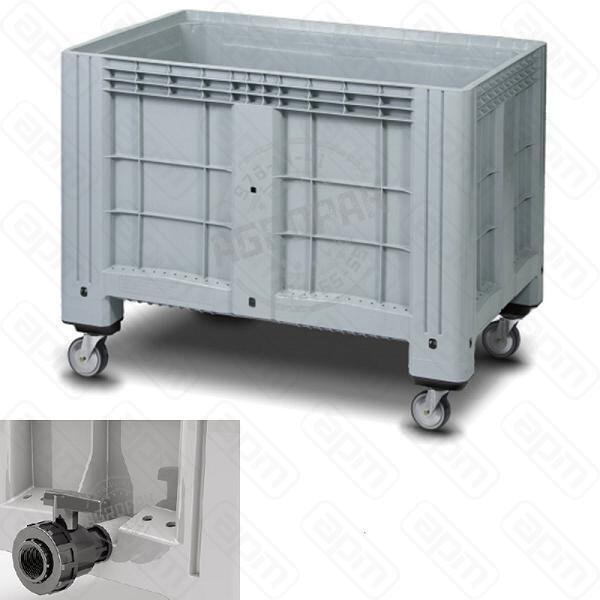 Контейнер для овощей 470л IBOX 120х80см h920см с краном на колесах пэ серый 11602FС13