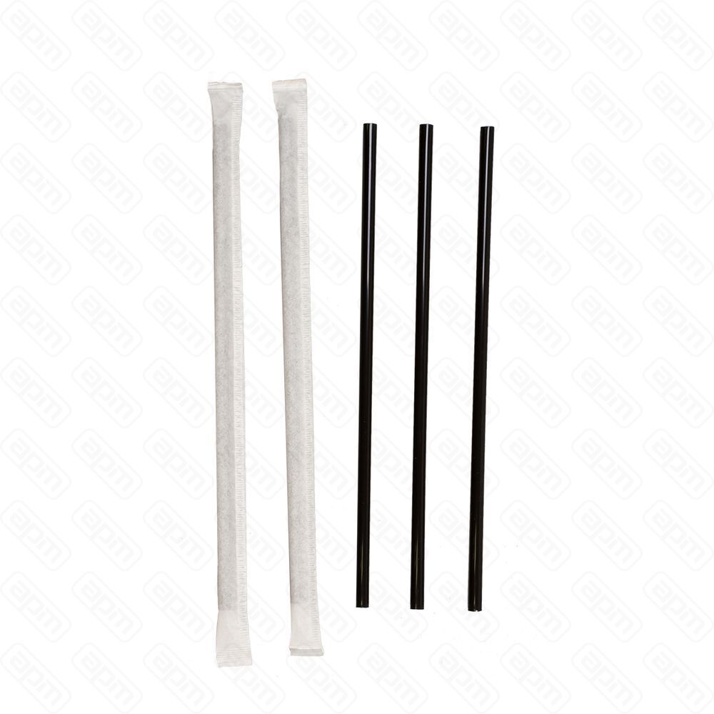 Трубочки для коктейля без изгиба черные 24 см d 8 мм в индбумупаковке 250 шт
