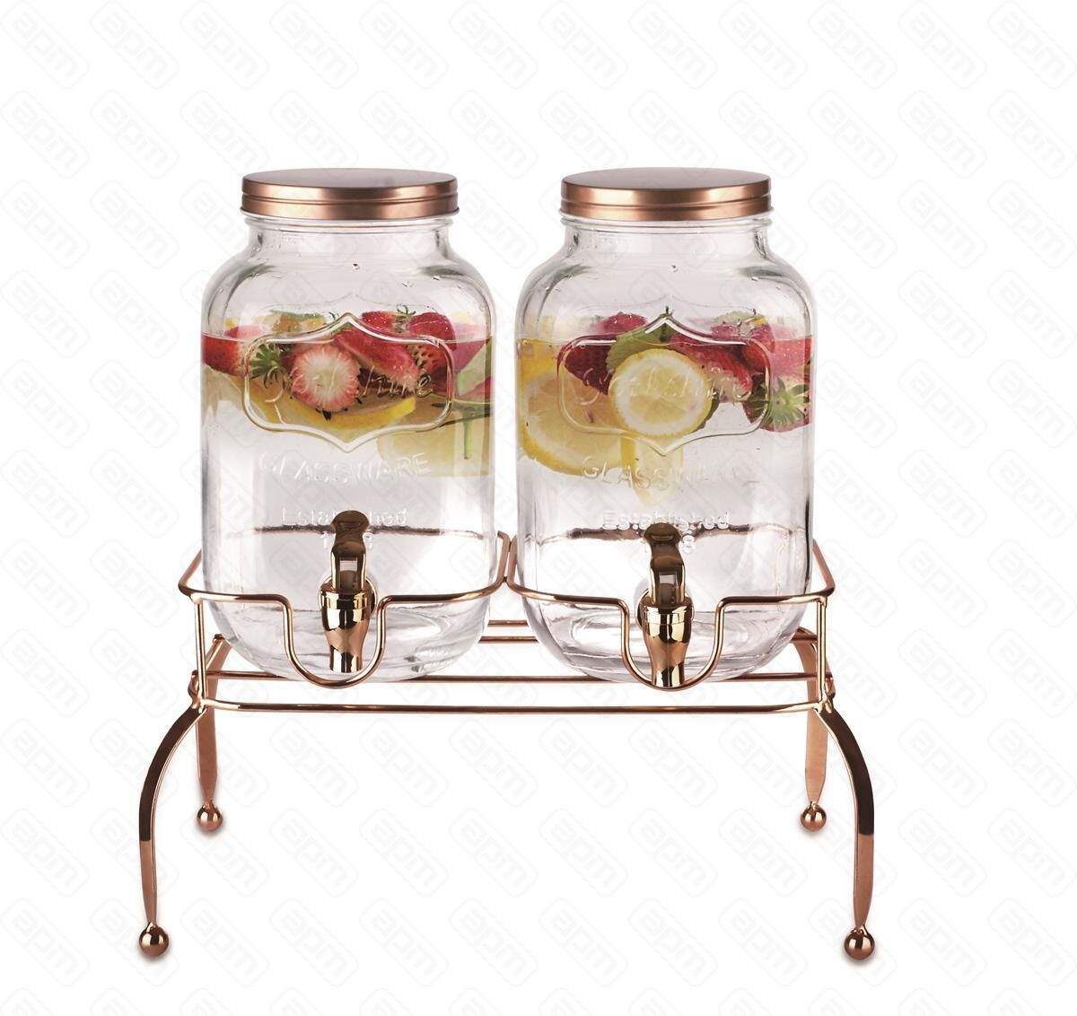 Набор диспенсеров днапитковлимонадникстеклянные с краном на метподставке24 литра  PL