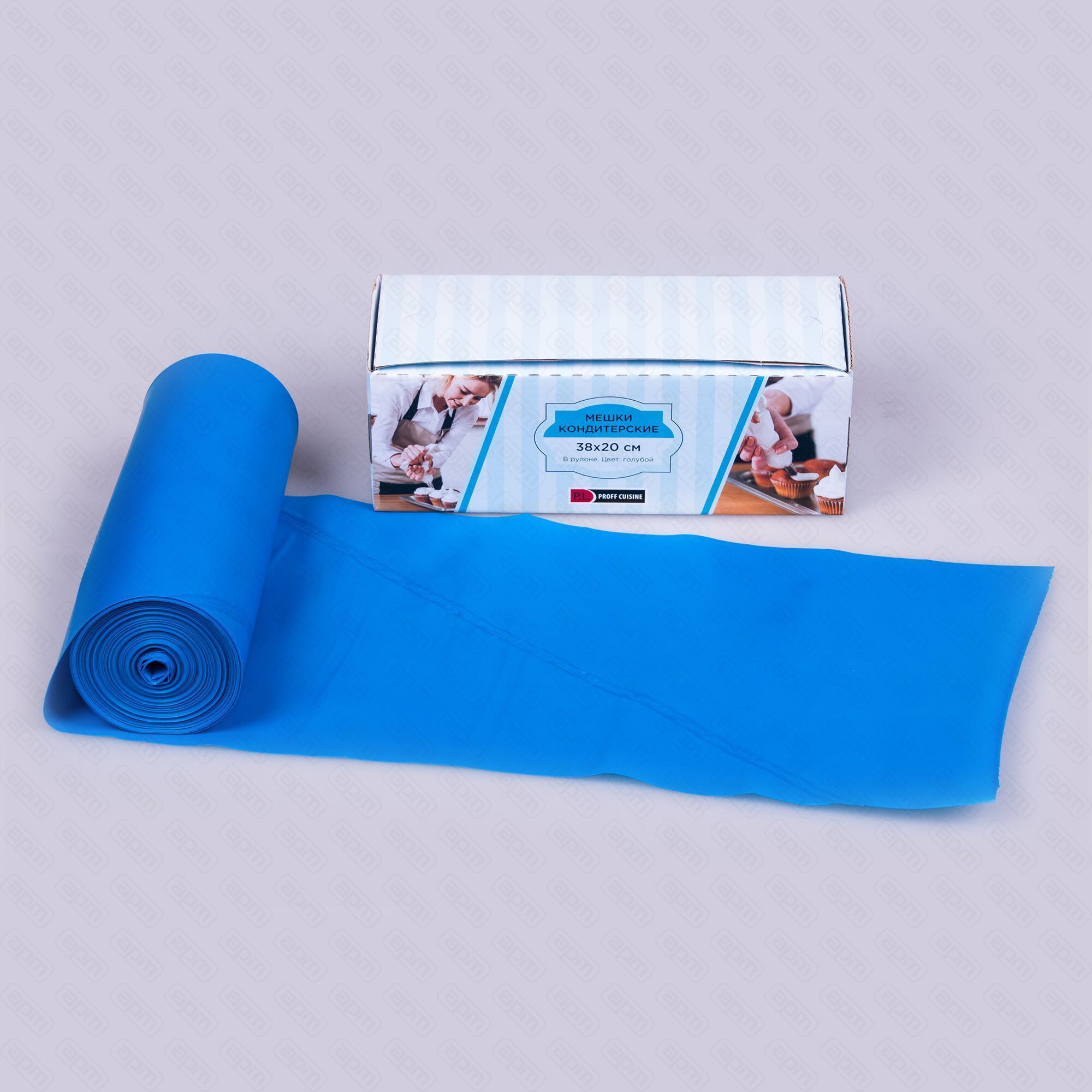 Мешок кондитерский 3-сл в рулоне 38 см голубой 80 мкм особо прочные швы 100 штрул PL Proff Cu