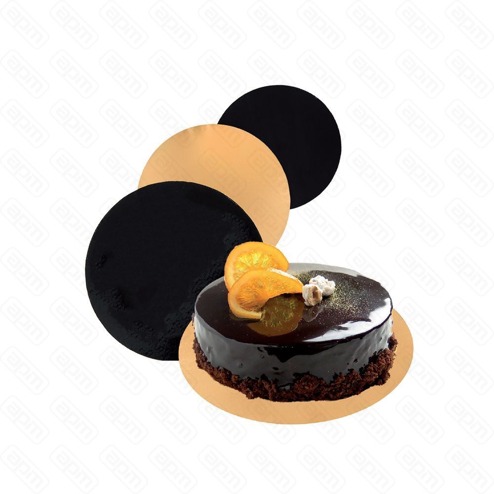 Подложка кондитерская двусторонняя d 36 см золотаячерная картон 100 шт