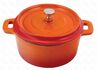 Кастрюля с крышкой порционная оранжевая 14 см эмалированный чугун PL Proff Cuisine