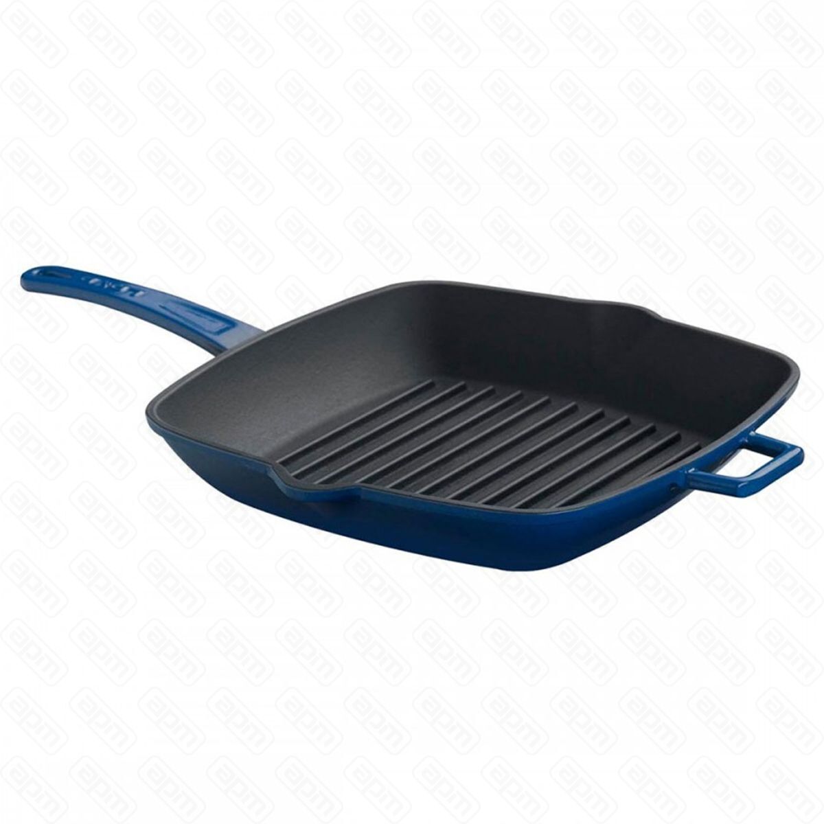 Сковорода гриль квадратная 2828смс ручкой эмаль синяя чугун LAVA