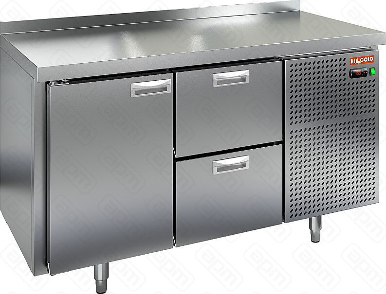 SN 12BT 100 мм столешн стол охл-10-18 1 дверь 2 ящика 1390х700х850мм HICOLD RUS